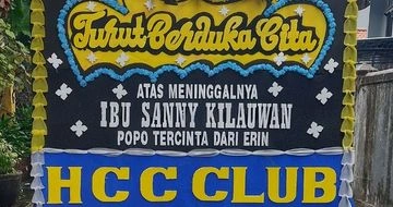 Papan bunga duka cita ukuran jumbo dengan nama instansi